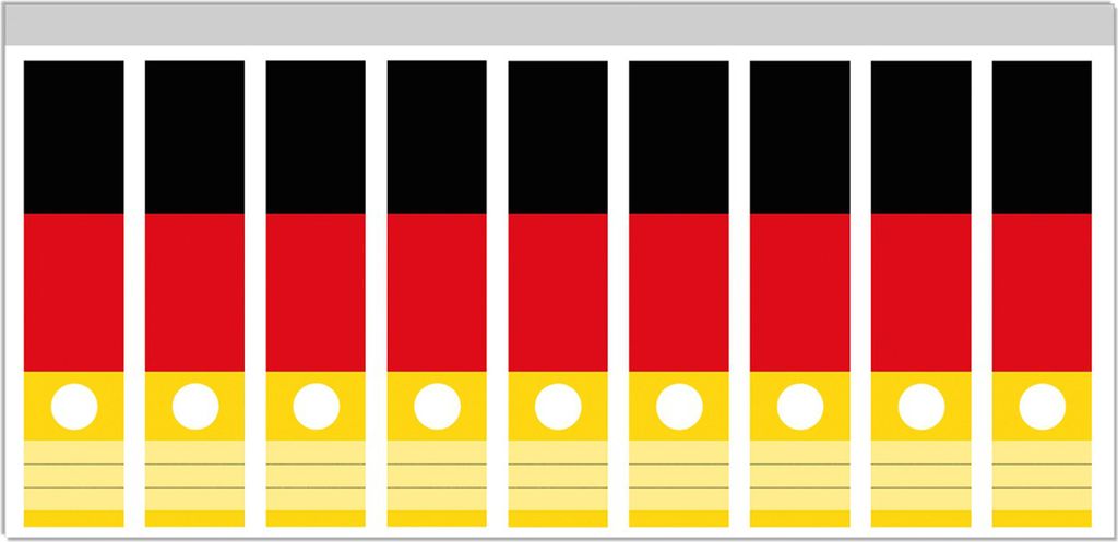 Wallario Ordnerrücken Sticker, selbstklebend für breite Ordner, 9 Stück, Motiv Deutsche Flagge
