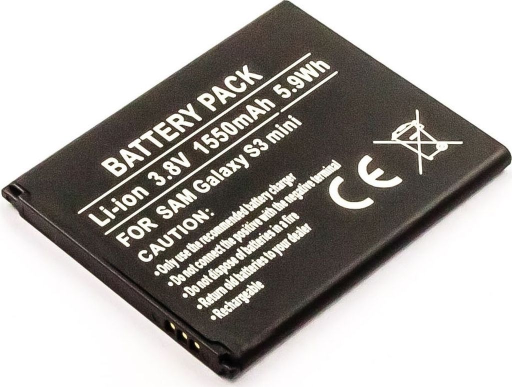 Akku für Samsung Galaxy S3 Mini Li-Ion 3,7 Volt 1450 mAh schwarz.