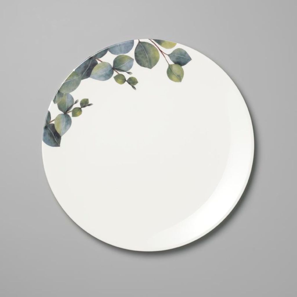 Teller flach 28 cm Eukalyptus Fine Bone China Produktbild 