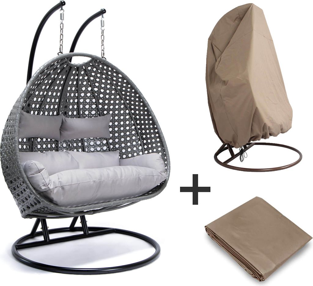 HOME DELUXE - Poltrona sospesa in polyrattan TWIN Grey - Immagine del prodotto 