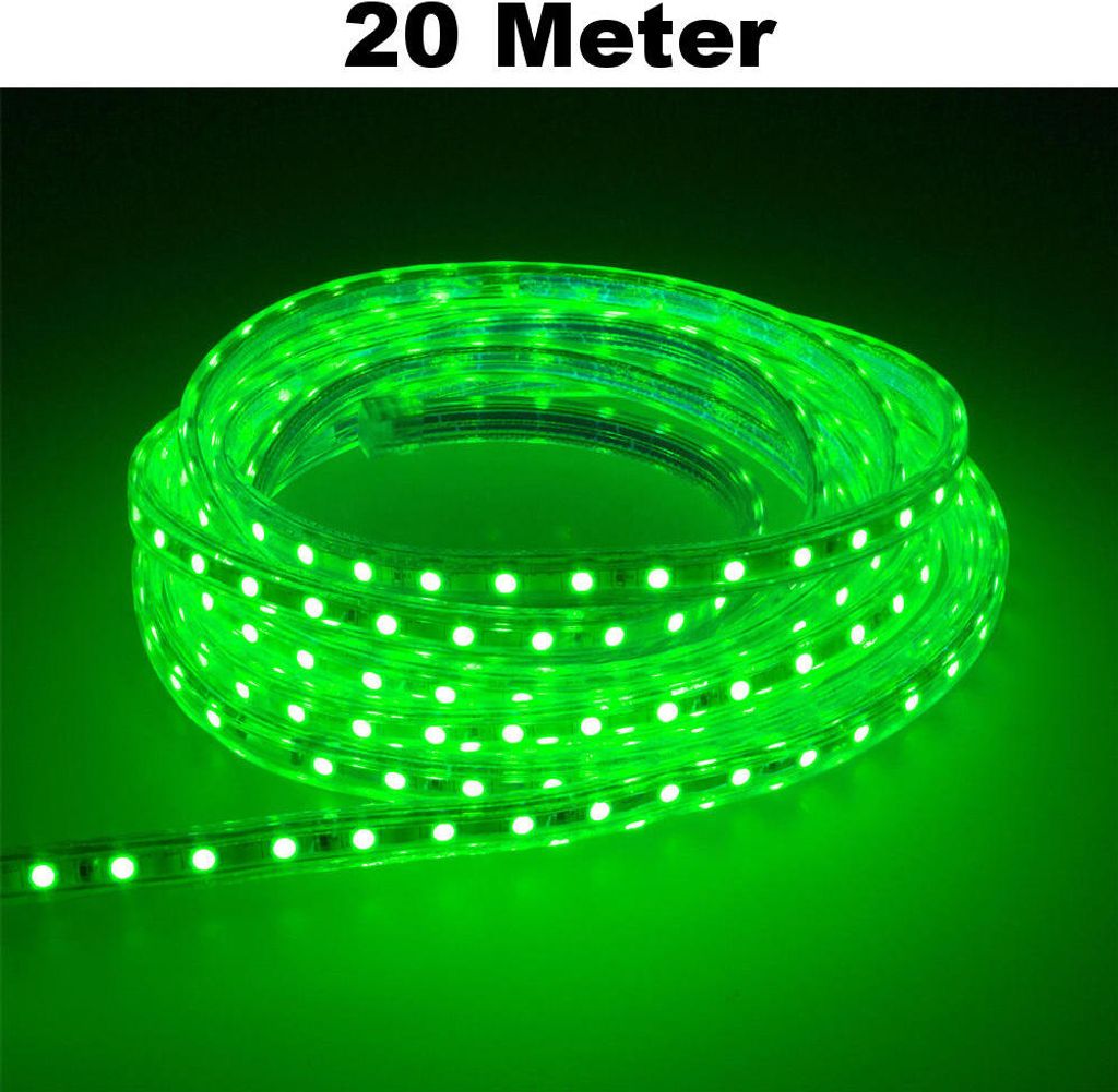 Leuchtstreifen SMD2835 60 LED/Meter LED Strip Stripe Lichtleiste Lichterkette Lichtband Lichtstreifen Band Grün 20 Meter Länge Komplett Set