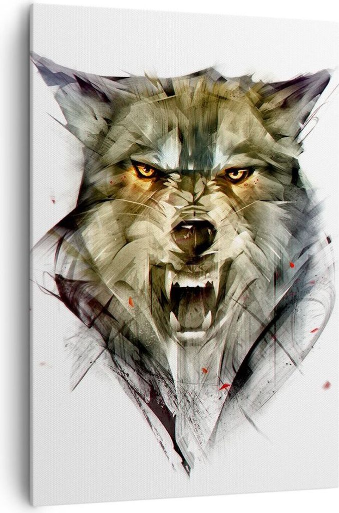 Bild auf Leinwand - Leinwandbild - Einteilig - Wolf Tier Wald - 70x100cm - Wand Bild - Wanddeko - Wandbilder - Leinwanddruck - Kunstdruck - Wanddek...