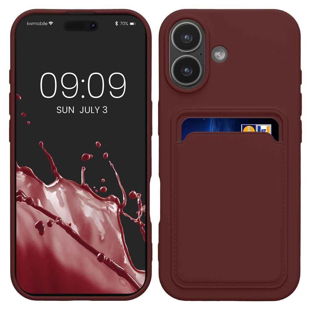 kwmobile Handyhülle für Apple iPhone 17 Hülle mit Kartenfach - TPU Case - Kabelloses Laden - Schutzhülle Cover in Tawny Red