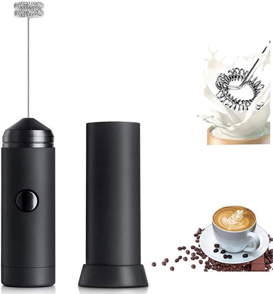 Hand-Milchaufschäumer, elektrischer Milchaufschäumer mit Schneebesen aus Edelstahl für Kaffee/Latte/Cappuccino, Eierschlagen