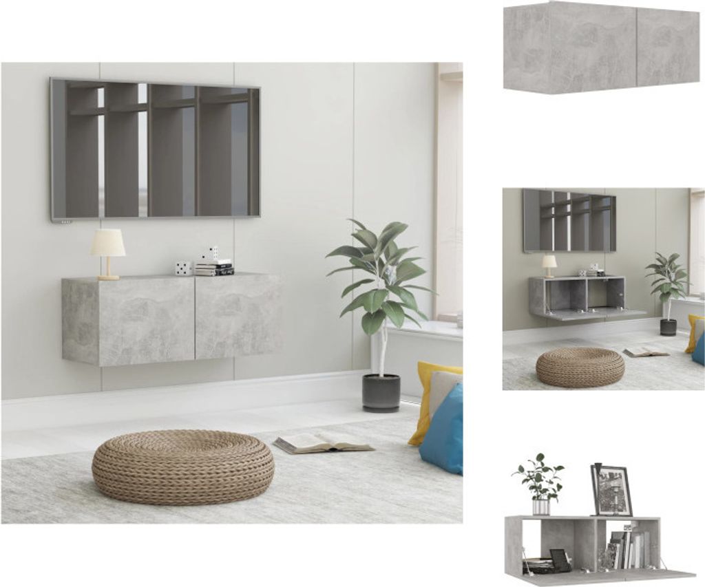vidaXL TV-Schrank Betongrau 80x30x30 cm Holzwerkstoff - TV-Möbel