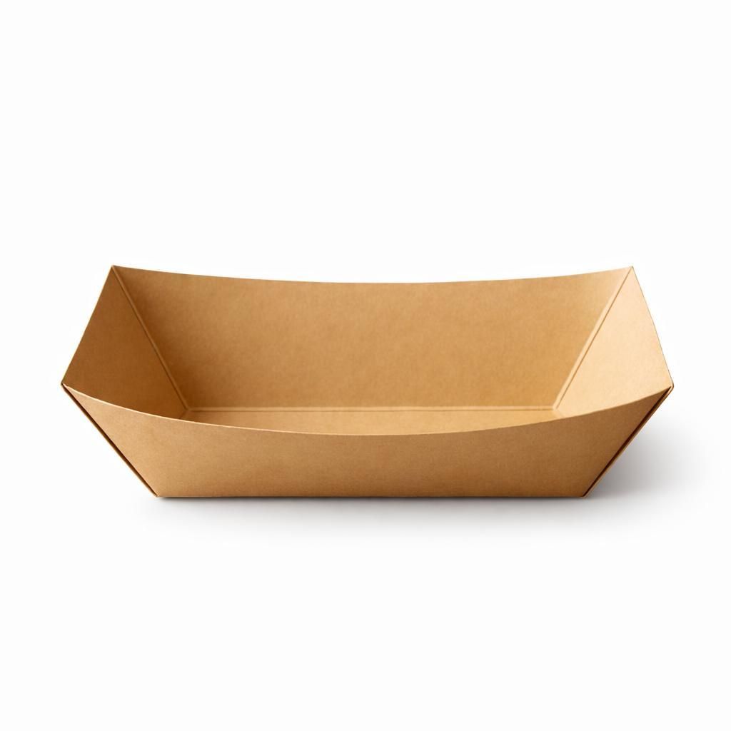 RyanPack Kraft Papp-Foodtray Braun – Snackschale rechteckig für Streetfood –10 oz- 10 x 7 x 3,5 cm – 1000 Stück Karton