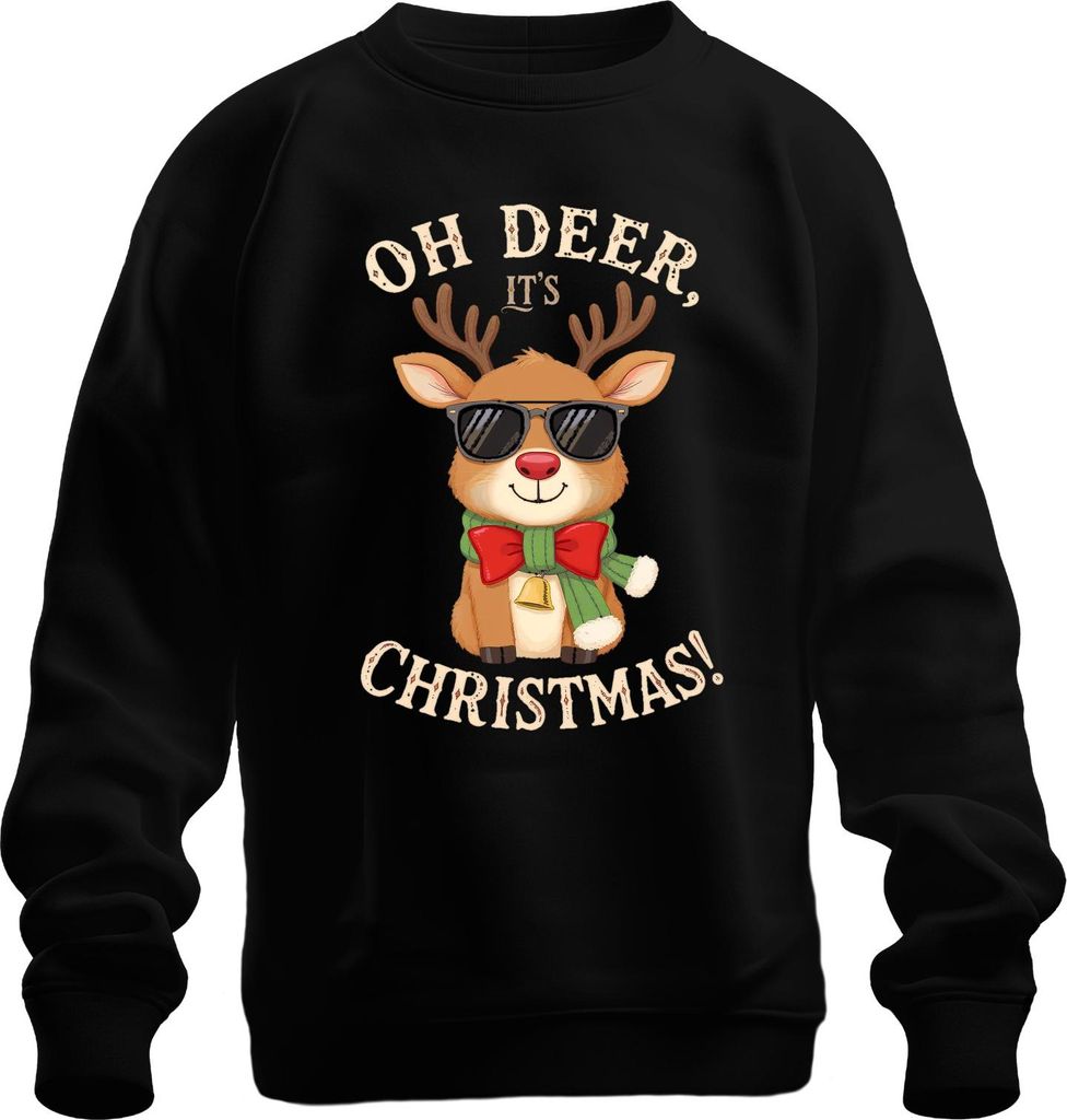 Oh Deer It's Christmas Rentier Weihnachten Sonnenbrille Geschenk Uni Sweatshirt Pullover, Schwarz, XL