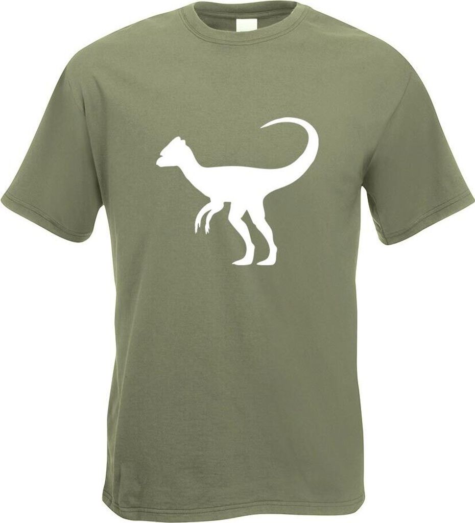 Kiwistar - T-Shirt - Olive - Dinosauerier Pflanzenfresser Motiv Bedruckt Funshirt Design Print - mit Motiv Bedruckt - Funshirt Design - Sport - Fre...