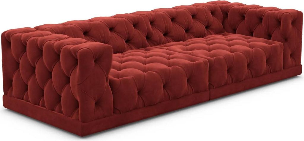 Samtstoff 4-Sitzer Couch Meliva Rot