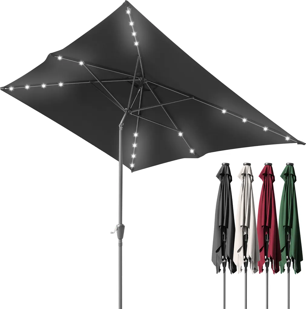 Ombrellone Bettizia 1.4x2.1m LED: Parasole da Balcone Inclinabile Grigio - 9