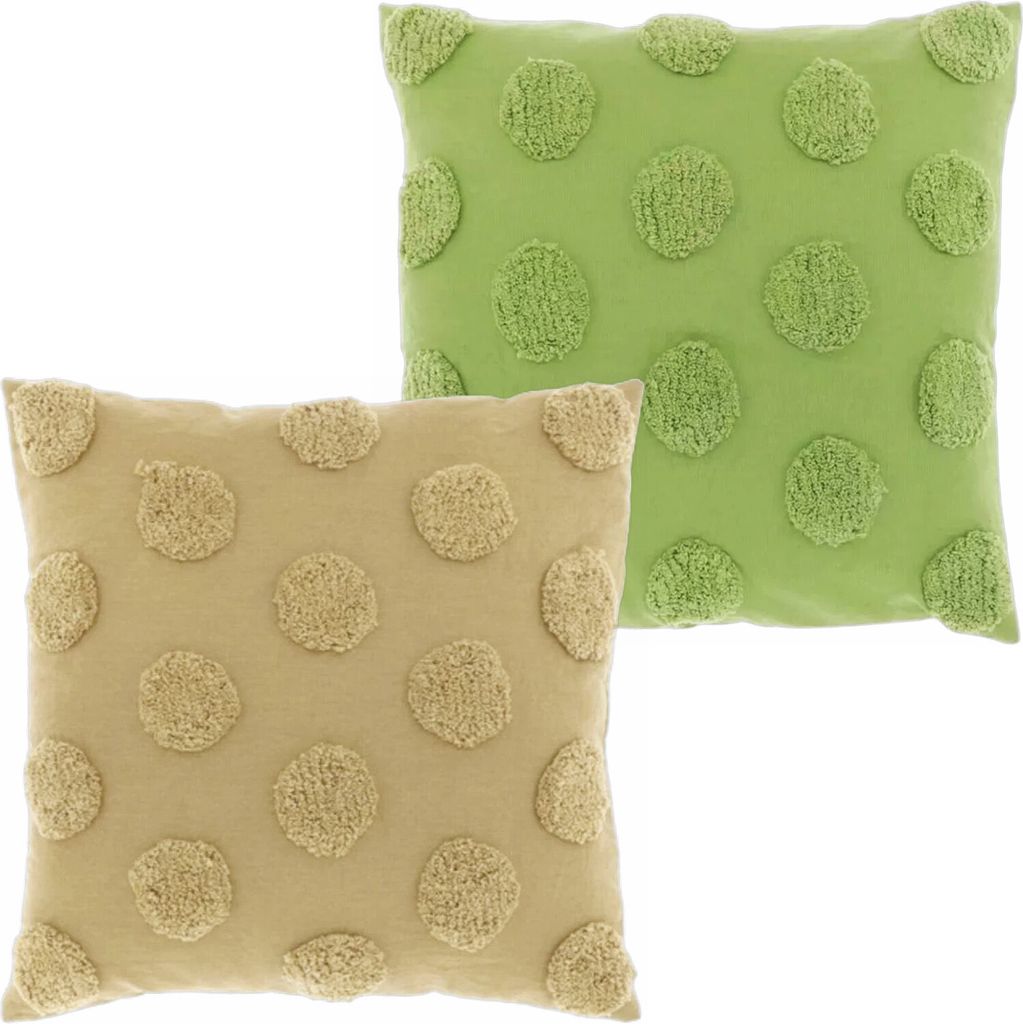 2er Set Marrakesch Kissenbezug Giel Sand und Hellgrün inklusive Füllung Kissen 45x45 cm groß | Sofakissen Kuschelkissen aus Baumwolle als Aesthe...