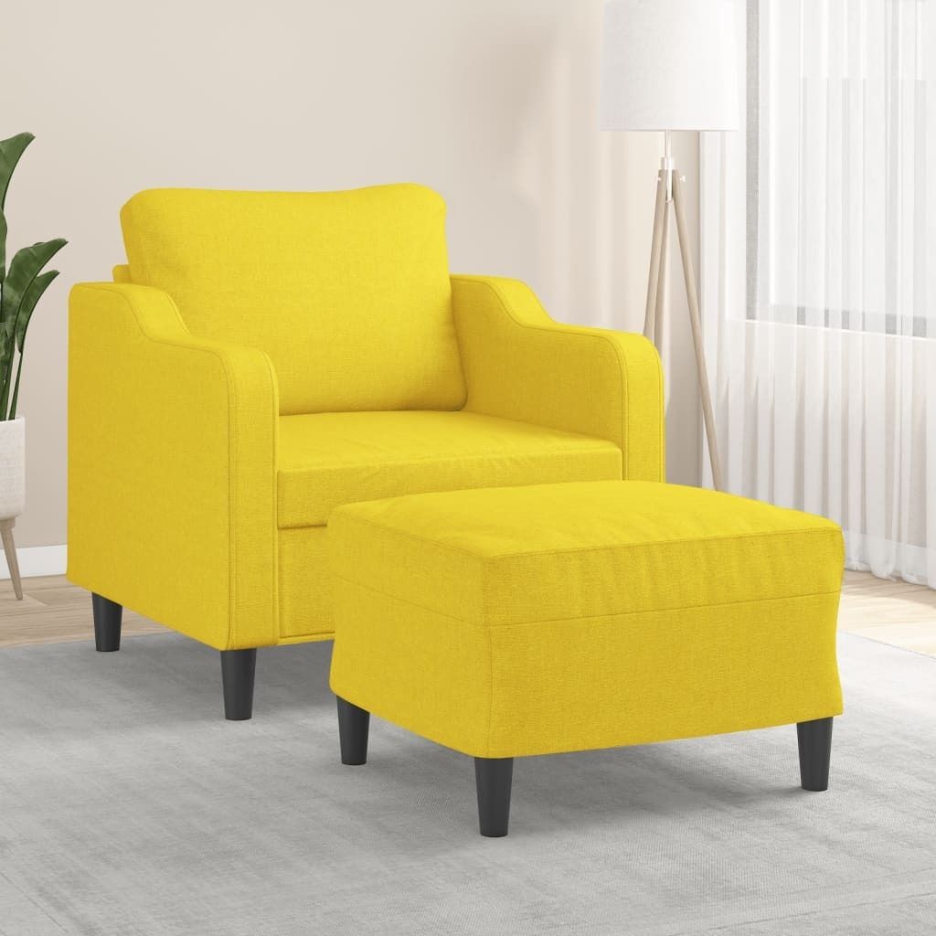 Design Sessel mit Hocker Hellgelb 60 cm Stoff, Schlafsofas 2024 Neu