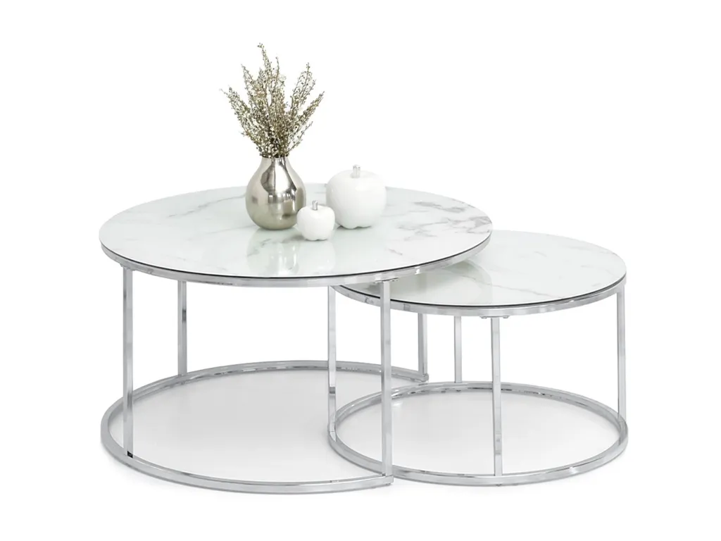 Tables basses RETO marbre et chrome : gagnez de la place avec style