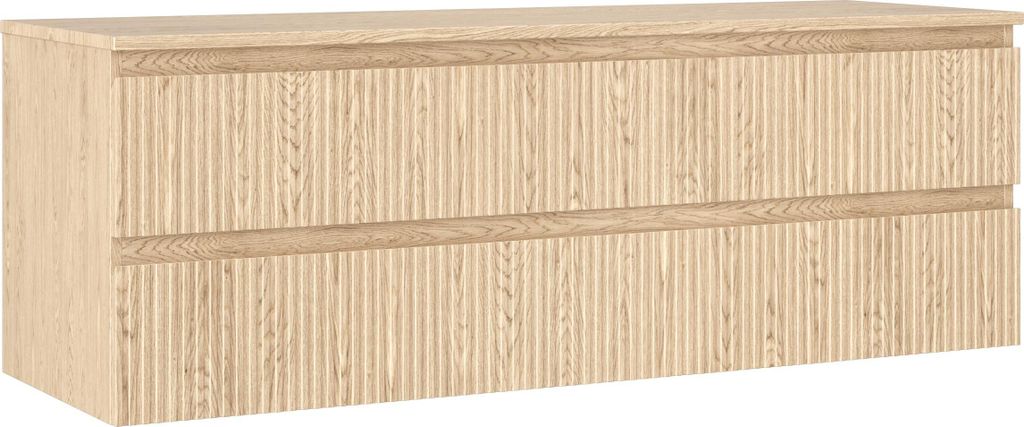 Mexen Rivel Badezimmerschrank für Waschbecken 140 cm mit Ablage, 2 Schubladen, gerillt, Eiche - 91A20-14047-2-BFFC81