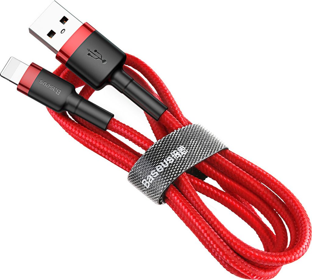 Baseus Cafule Cable durabel Kabel mit Nylon geflochtenes Ladekabel USB / Lightning QC3.0 2.4A 0,5M rot (CALKLF-A09)