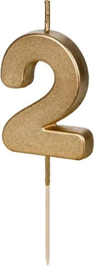 Bougie 2 dorée stable 4,5 cm - Lot de 24 pour gâteaux d'anniversaire
