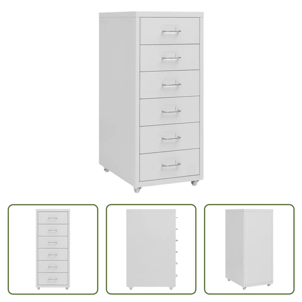 The Living Store Armadio con rotelle Grigio 28x41x69 cm Metallo - 9