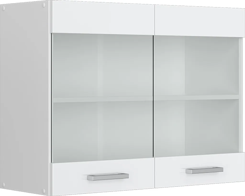 Vicco Mobile da cucina in vetro R-Line, 80 cm, Bianco lucido/Bianco