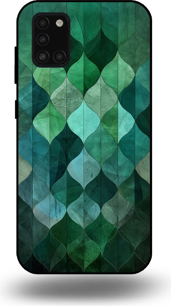 Smartphonica Handyhülle passend für Samsung Galaxy A31 mit grünem Blätterdruck - TPU Backcover Hülle grünes Blattdesign - Grün