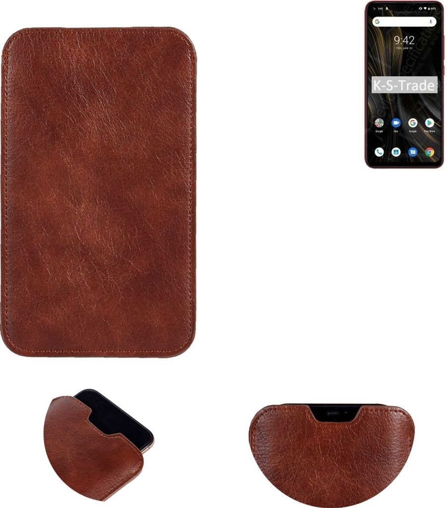 K-S-Trade Schutzhülle Handyhülle kompatibel mit UMIDIGI Power 3 Handytasche Kunstleder Sleeve in braun