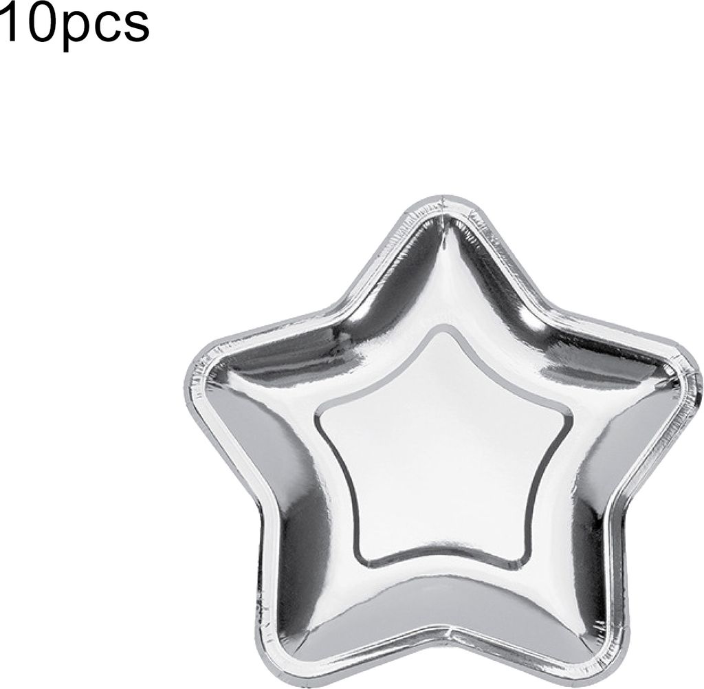 10pcs/Set Solid Color Star Plate Reflektierende Spezial-Weihnachtsstern-Einwegplatte für Festival-Silber