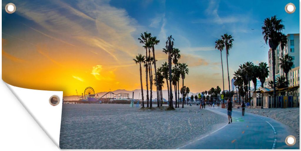 MuchoWow 160x80 cm Outdoor-Poster Gartendeko Sichtschutz Garten Poster für den Garten Strand - Amerika - Palme