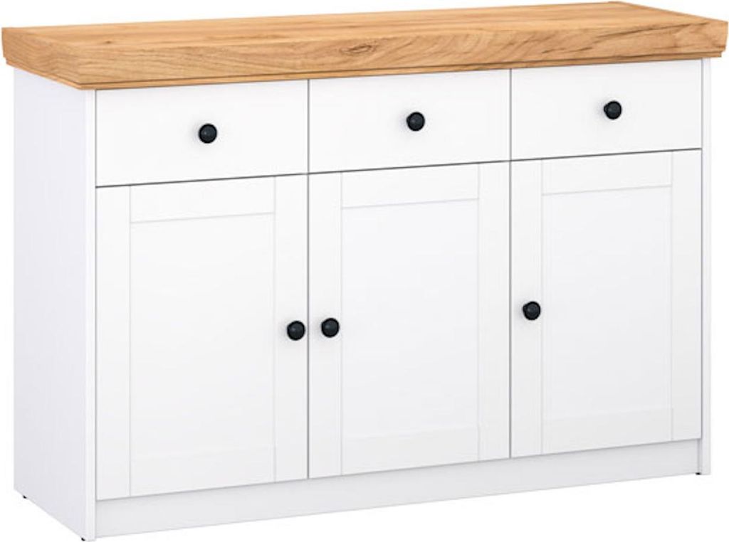Kommode Sky Sideboard 123x41x82cm weiß Gold Craft Eiche