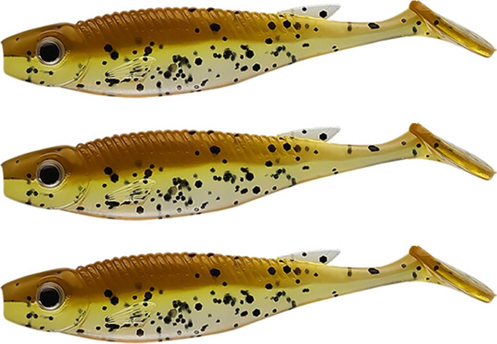 3 Stück 7,5 cm/2,6 g weicher Angelköder mit glitzerndem Paddelschwanz, realistischer bionischer bunter Silikon-Kunstköder, Süßwasser-/Salzwass...