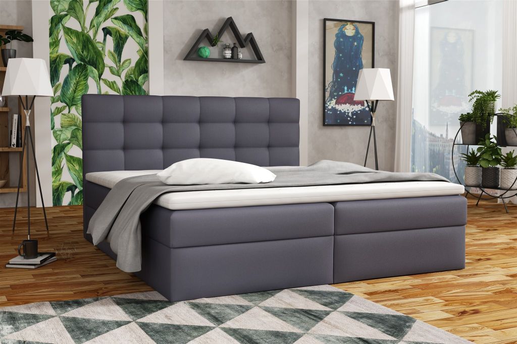 Boxspringbett Schlafzimmerbett DORIANO 140x200cm Kunstleder Soft Anthrazit