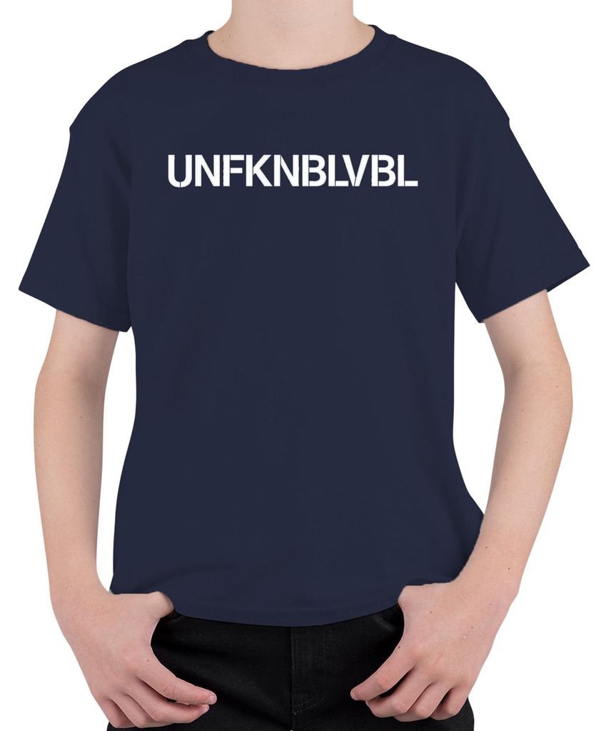 UNFKNBLVBL provokant sarkastisch Männer Frauen Geschenk Retro Uni Kinder T-Shirt, Navy, 152