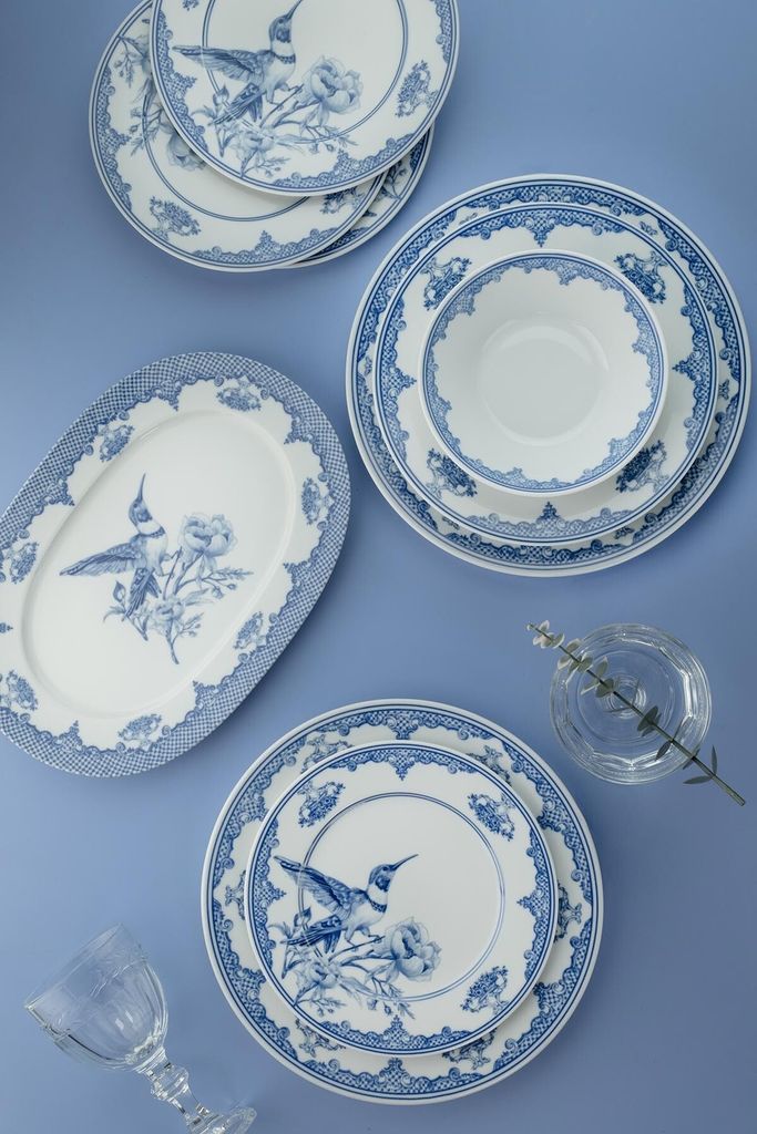 Hermia Concept, NNLB26YT880780, Tafelservice (26-teilig), 100 % PORZELLAN, Blau, 27 x 27 cm