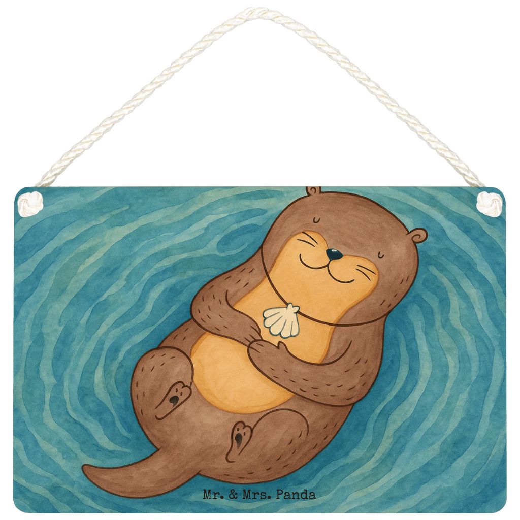 Mr. & Mrs. Panda wandtafel Otter Muschel Design DIN A5 - Weiß - Geschenk, Medaillon, Holzschild, holzbild, Süß, Träumen, Schild, Seeotter, Wand...