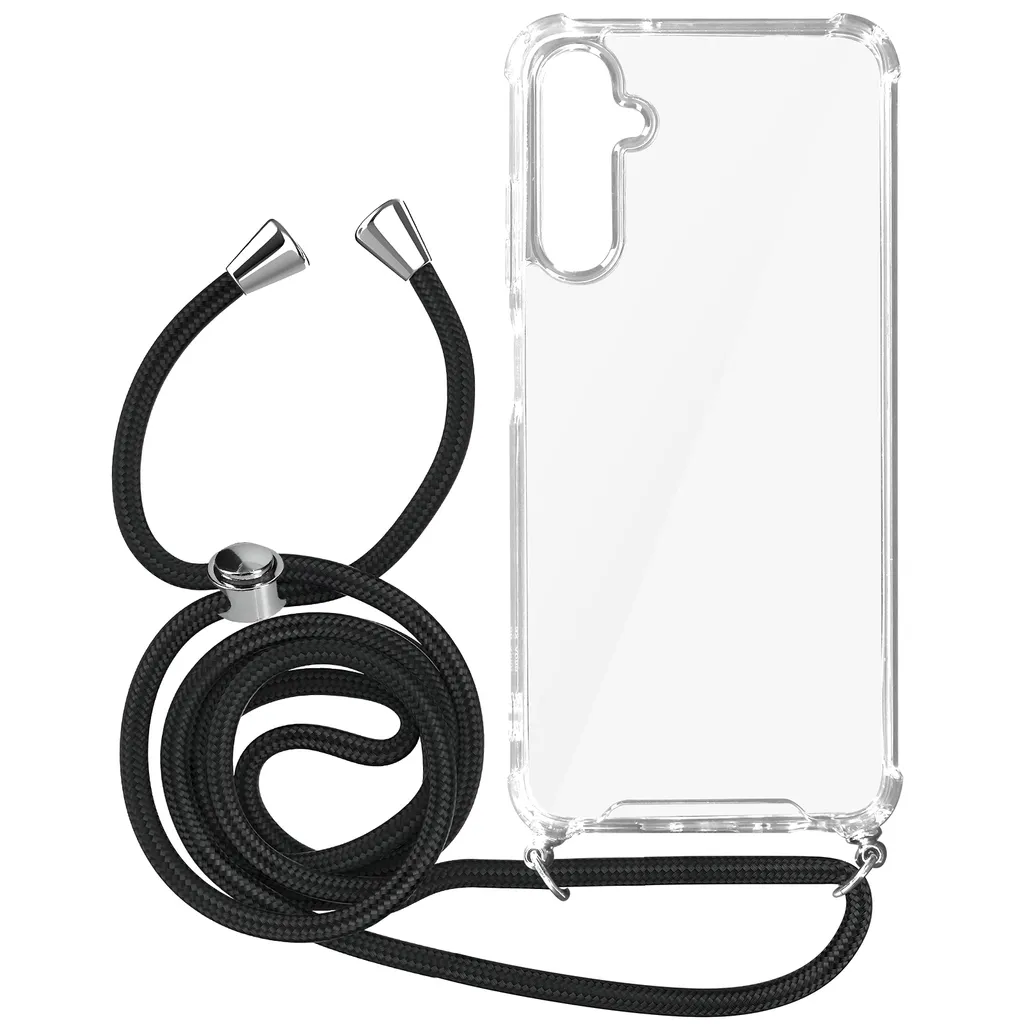 Avizar, custodia protettiva per Samsung Galaxy A05s angoli paracolpi in silicone 70cm catena, trasparente