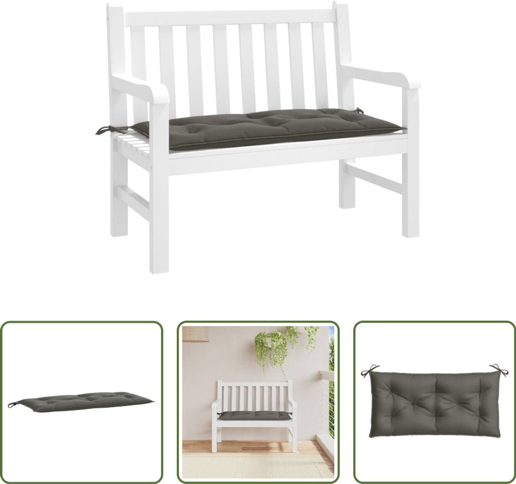 The Living Store Gartenbank-Auflage Melange Dunkelgrau 100x50x7 cm Stoff
