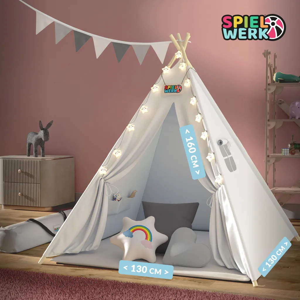 Tipi Enfant avec Tapis Isolant et Coussins : Le Coin Jeu Confortable
