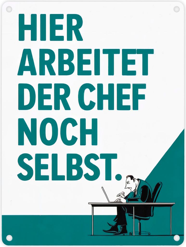 Hier arbeitet der Chef noch selbst Metallschild in 15x20 cm