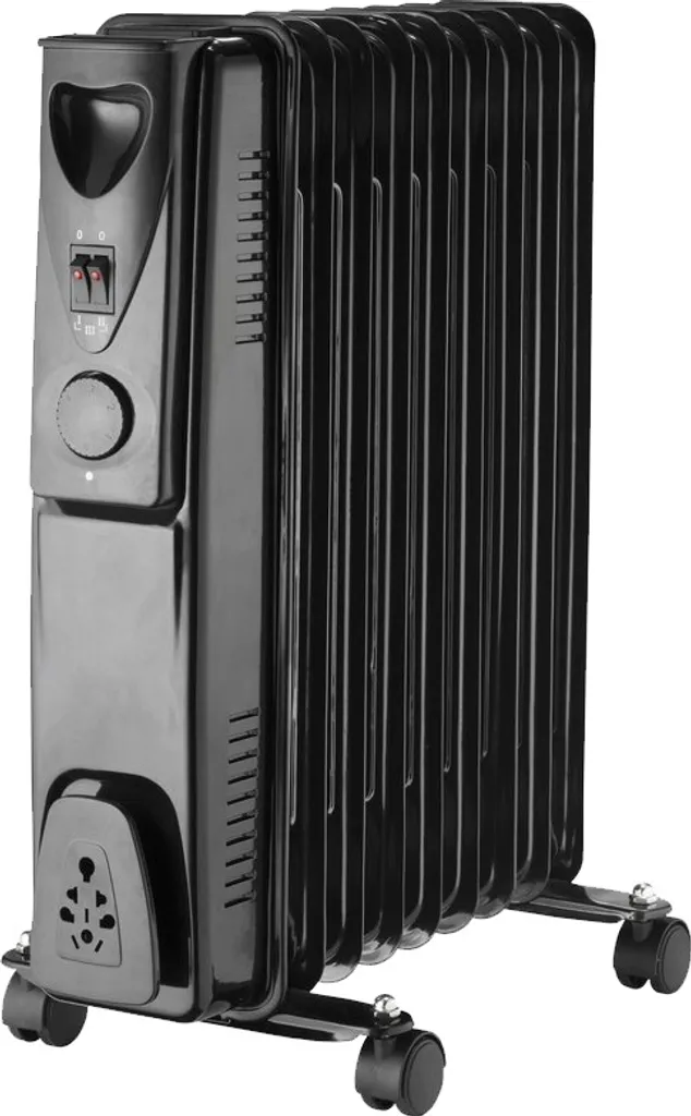 Radiatore Elettrico a Olio 1500W Nero Design Moderno 7 Ribs
