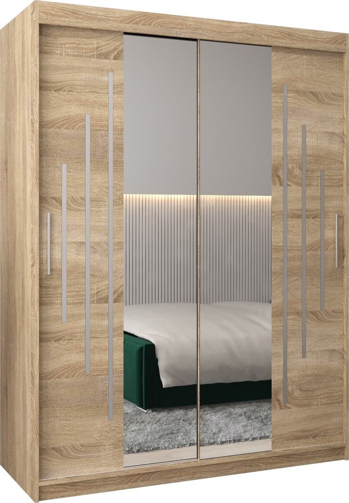 Kleiderschrank, Schiebetürenschrank Schlafzimmer, Schrank mit Spiegel YORK 1 150 cm