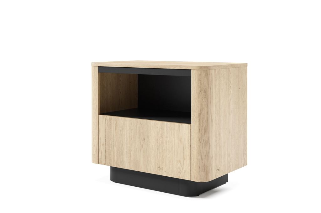 Nachttisch TORRO 63 cm eiche cremona schwarz abgerundet push-to-open
