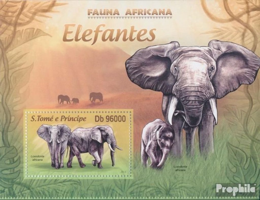 Briefmarken Sao Tome e Principe 2013 Mi Block 886 (kompl. Ausgabe) postfrisch Elefanten (Loxodonta africana)