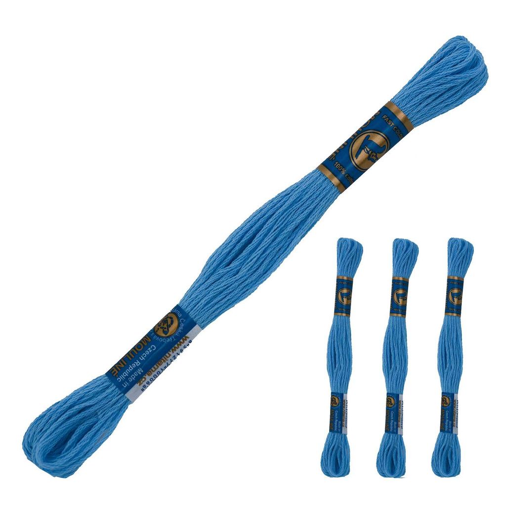 3 Docken Stickgarn je ca. 8m / Sticktwist 100% Baumwolle Stickerei verschiedene Farbwahl, Farbe :5552 graublau