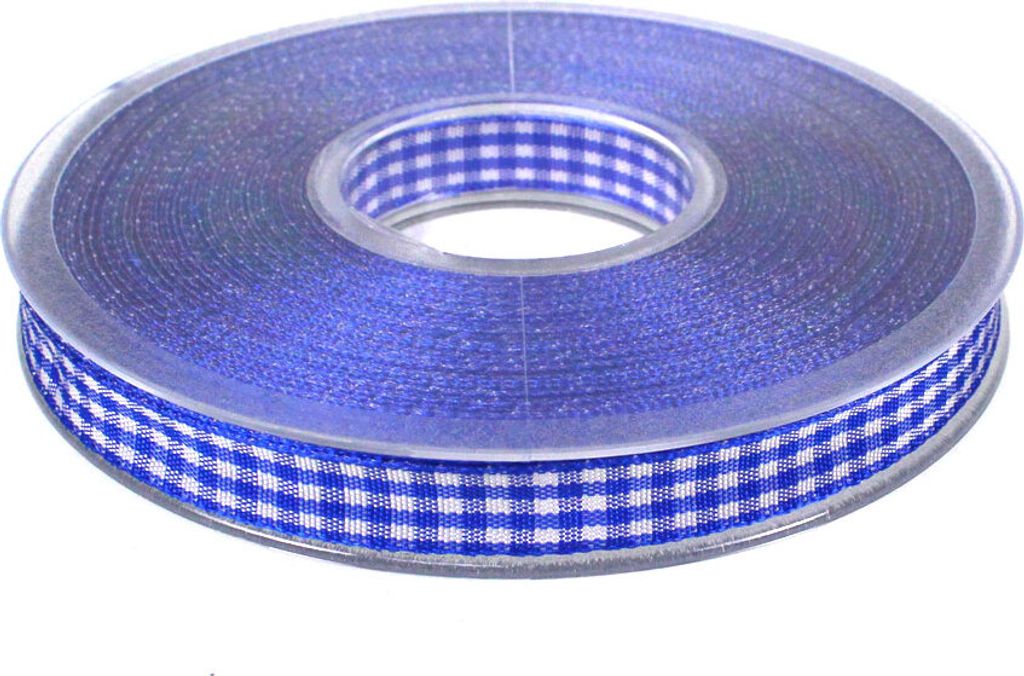 25m Dekoband kariert 10mm Antennenband 1cm Auto Geschenkband Schleifenband Karo, Farbe:blau