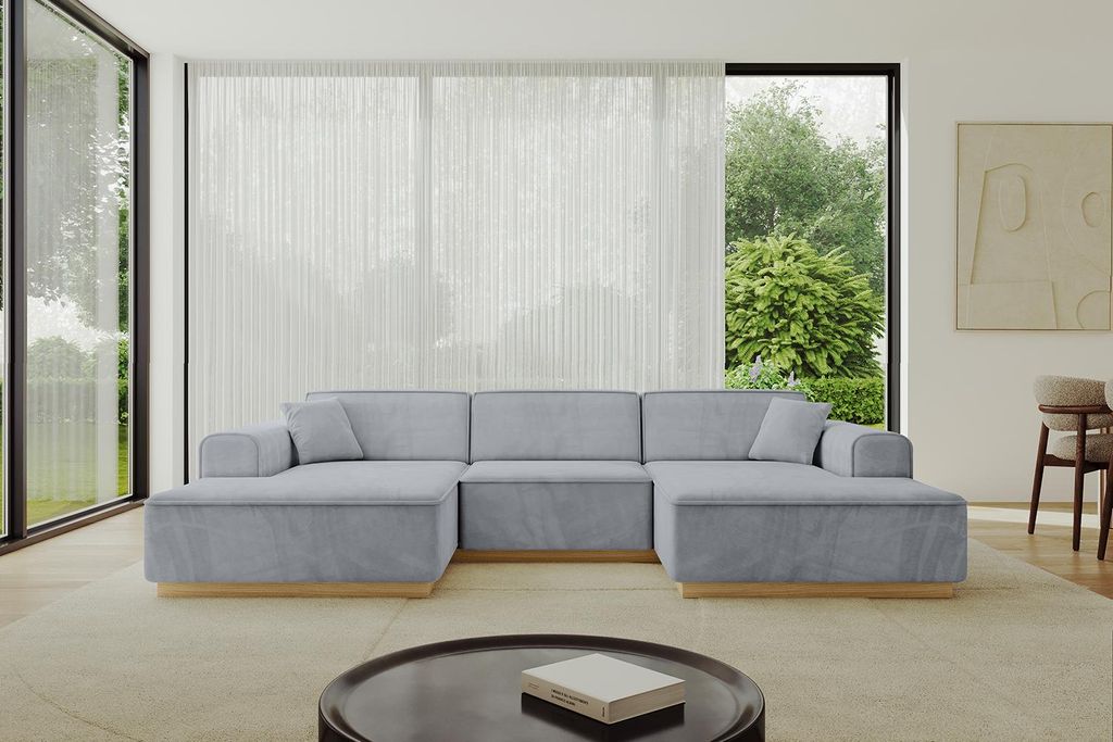 ALTDECOR Ecksofa in U-Form IREA-U1-v2 301x165x80 cm Hellgrau Corner Sofa Bett Eckcouch Couch L-Form Wohnlandschaft Cauchsofa