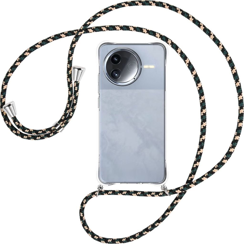 Handykette Backcover-Schutzhülle mit Band (Metall silberfarben) für Xiaomi Redmi K80 5G - camouflage