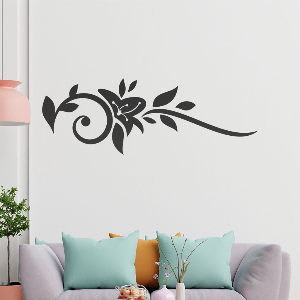 Blume - Linien Wandtattoo in 6 Größen - Wandaufkleber Wall Sticker - Dekoration, Küche, Wohnzimmer, Schlafzimmer, Badezimmer