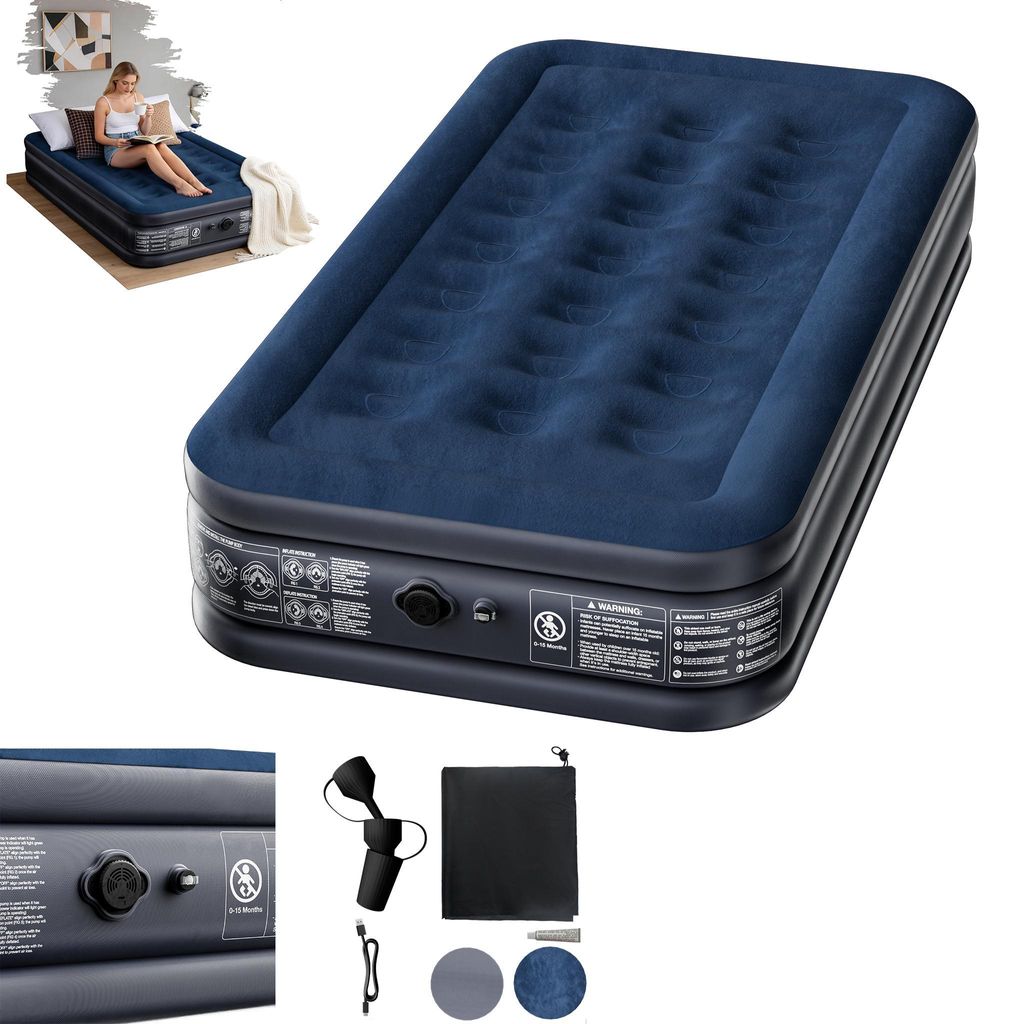 XINZI Luftmatratze Selbstaufblasend 1 Person Bett mit Integrierter Pumpe und Aufbewahrungsbeutel, für Camping, Zelt, Sofa- 190 × 99 × 38 cm