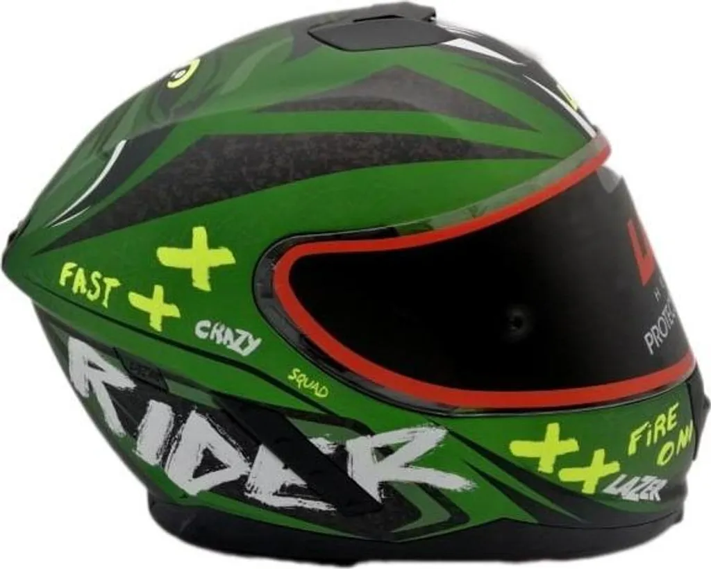 Casque de Moto Intégral Lazer Rafale Oni Design Sportif Vert Noir L