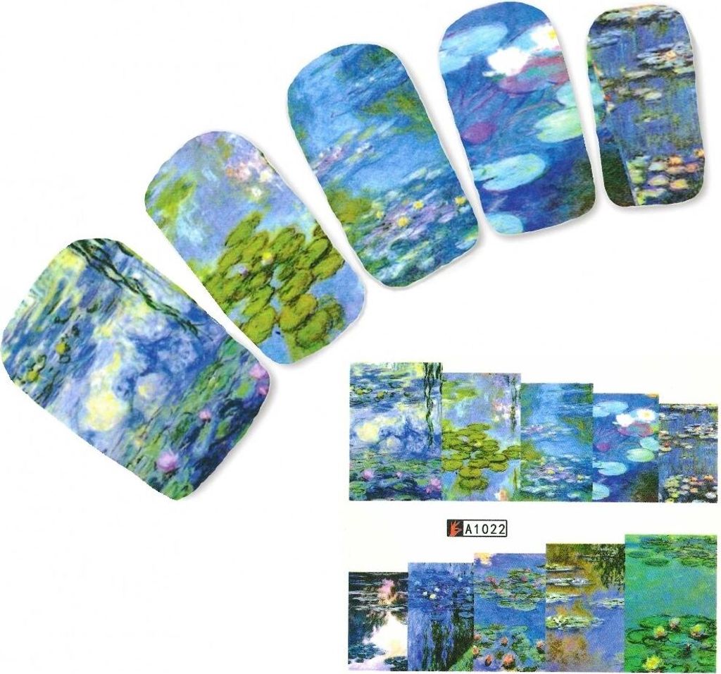 Tattoo Nail Art Teich Rosa Lotusblüten Seerosen Aufkleber Produktbild 