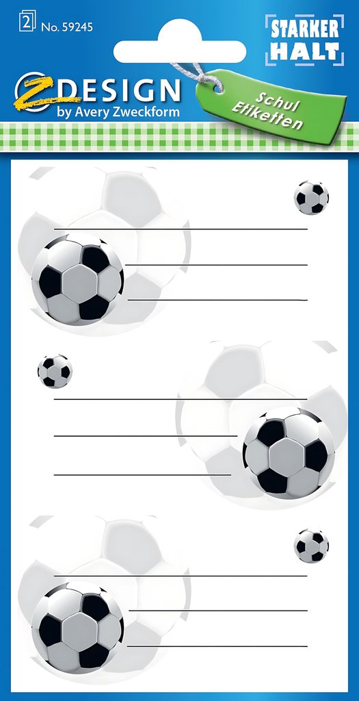 AVERY Zweckform ZDesign Buchetiketten "Fußball" 2 Blatt à 3 Etiketten