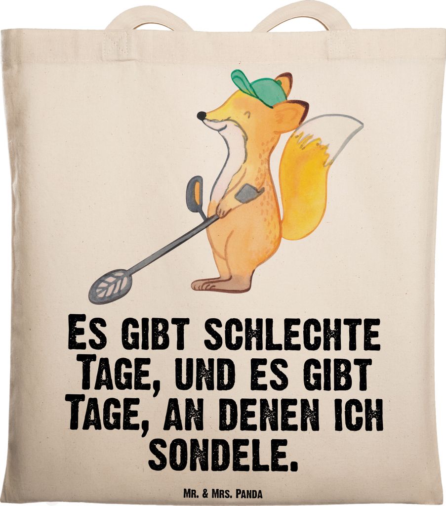 Mr. & Mrs. Panda Jutetasche Fuchs Metalldetektor - Transparent - Geschenk, Sondengänger, Jutebeutel, Tasche, Schatzsuche, Sondeln, Tote Bag, Einka...